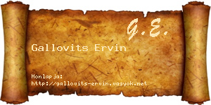 Gallovits Ervin névjegykártya